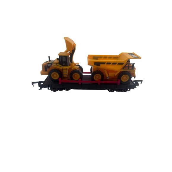 Toy State Train Carrier Dump Truck 2 CAT Caterpillar Dozer Construction Express - Picture 1 of 16